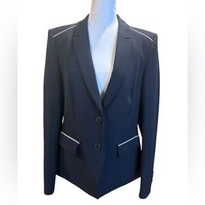 Basler Women's Dark Blue Blazer Two Button Closure Silver beaded Details